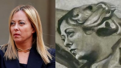 A restored angel fresco is displayed inside the Basilica of St. Lawrence in Lucina following controversy over an alleged resemblance to Italian Prime Minister Giorgia Meloni, in Rome, Italy. (Reuters)