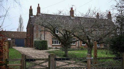 This photo shows a general view of Marsh Farm, the expected future residence of Britain's former prince Andrew, just down the road from the royal family's Sandringham Estate in Norfolk, eastern England.