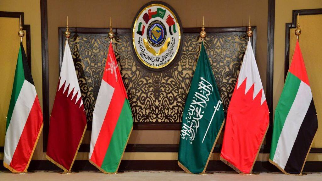 The flags of the countries attending the Gulf Cooperation Council (GCC) summit displayed Kuwait City. The GCC consists of Saudi Arabia, Kuwait, the United Arab Emirates, Qatar, Bahrain, and Oman. File image/AFP