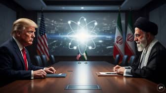 An AI-generated image portraying US-Iran standoff over Iran's nuclear programme.
