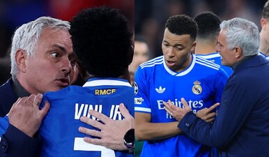 Benfica manager Jose Mourinho has been accused of justifying racism against Vinicius Junior after a controversial match against Real Madrid. Images: Reuters/AFP