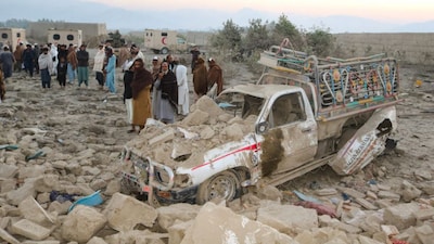 Residents gather at the site, following the Pakistani airstrikes, in Bihsud district, Nangarhar province, Afghanistan, February 22. File photo/Reuters