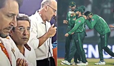 Wasim Akram looked very upset after Pakistan lost to England in Super 8. Image: X/AFP 