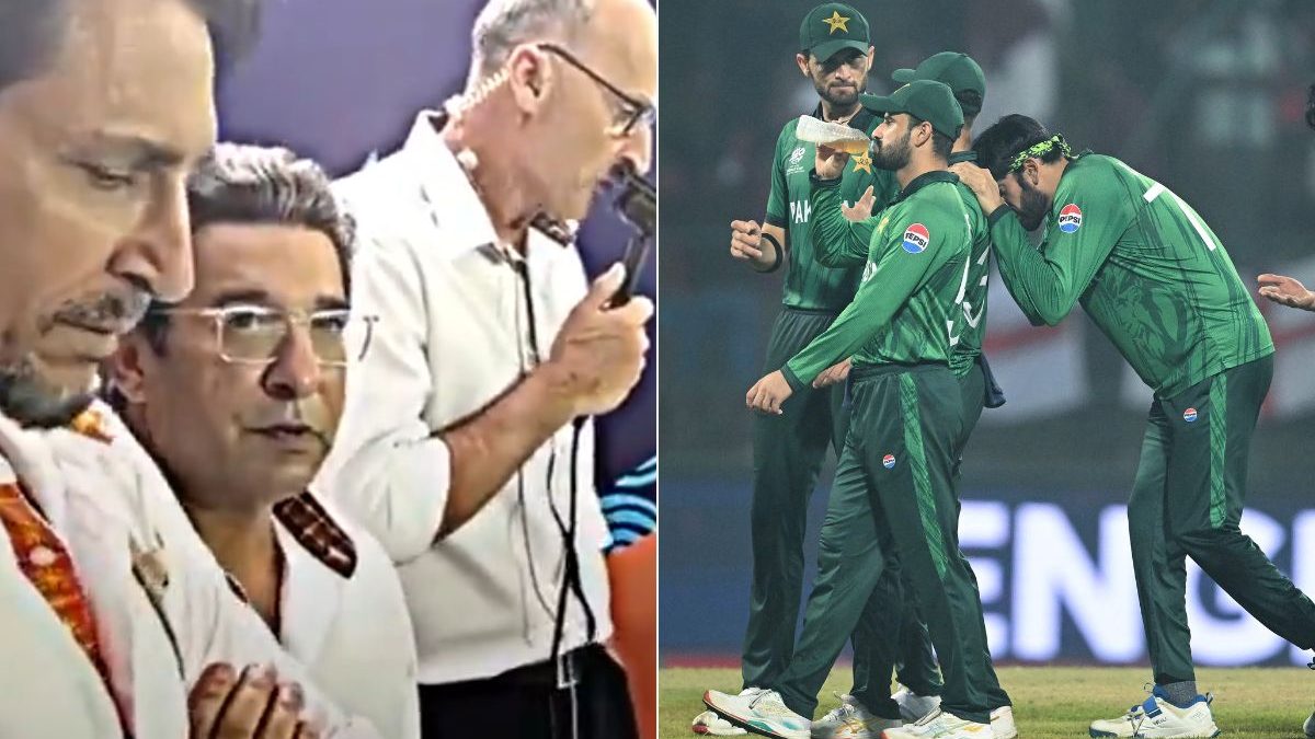 Wasim Akram looked very upset after Pakistan lost to England in Super 8. Image: X/AFP Wasim Akram looked very upset after Pakistan lost to England in Super 8. Image: X/AFP