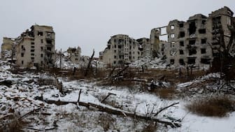 The ruins of residential buildings in the abandoned town of Marinka (Maryinka), which was destroyed in the course of Russia-Ukraine conflict in the Donetsk region, a Russian-controlled area of Ukraine. File image/Reuters