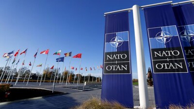 Flags fly outside NATO headquarters in Brussels, Belgium, November 16, 2022. Reuters