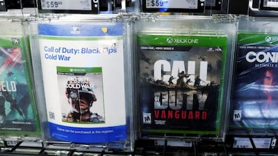 Activision games "Call of Duty" are pictured in a store in the Manhattan borough of New York City, New York, US, January 18, 2022. File Image/Reuters