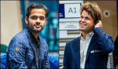 Arjun Erigaisi and Magnus Carlsen will go head to head in classical chess at Sigeman Chess tournament. X/MagnusCarlsen and MansukhMandaviya