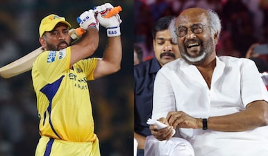 CSK have often used songs from Rajinikanth's films in videos having MS Dhoni. Images: Reuters/PTI
