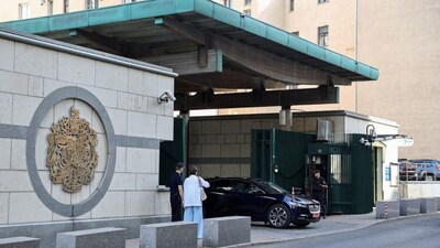 An official car leaving the British embassy in Moscow, Russia. (Representational Photo, Credit: Evgenia Novozhenina/Reuters)