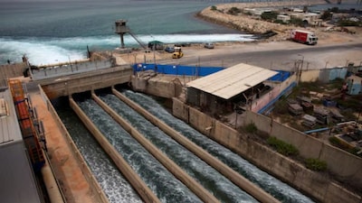 Brine water flows into the Mediterranean Sea after passing through a desalination plant in the coastal city of Hadera, Israel, on May 16, 2010. (Photo: Nir Elias/Reuters)