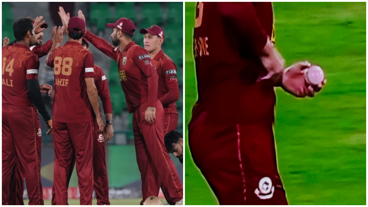 The opening game of the 2026 Pakistan Super League in Lahore witnessed the ball turn pink midway during the game. Image credit: X The opening game of the 2026 Pakistan Super League in Lahore witnessed the ball turn pink midway during the game. Image credit: X