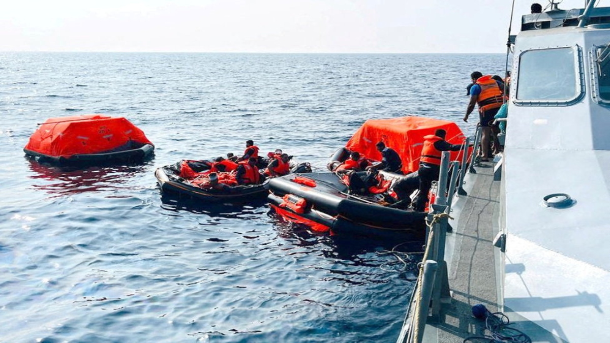 Sri Lanka Navy personnel assist Iranian sailors during a rescue operation after responding to a distress call from their vessel, the Iranian military ship, IRIS Dena, while at sea within Sri Lanka’s maritime search and rescue region, in Indian Ocean, Sri Lanka, March 4, 2026. Reuters File Sri Lanka Navy personnel assist Iranian sailors during a rescue operation after responding to a distress call from their vessel, the Iranian military ship, IRIS Dena, while at sea within Sri Lanka’s maritime search and rescue region, in Indian Ocean, Sri Lanka, March 4, 2026. Reuters File