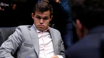 Magnus Carlsen during the 2018 World Championship match against Fabiano Caruana. Reuters
