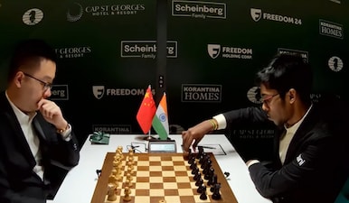 R Praggnanandhaa is paying with Black pieces against Chinese Grandmaster Wei Yi. Image: FIDE
