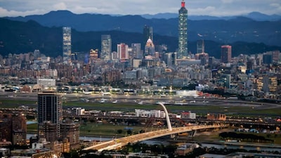 A general view shows Taipei city skyline, including the Taipei 101 skyscraper, with Songshan Airport in the foreground in Taipei, Taiwan February 23, 2026- Reuters