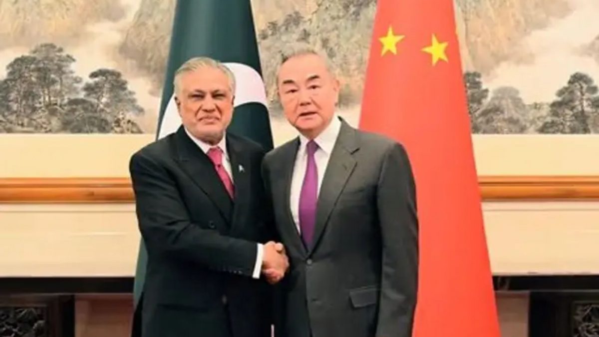 China’s FM Wang Yi (right) and his Pakistani counterpart Ishaq Dar have released a 5-point initiative aimed at “restoring peace and stability” in the Gulf and Iran following talks in Beijing. (X) China’s FM Wang Yi (right) and his Pakistani counterpart Ishaq Dar have released a 5-point initiative aimed at “restoring peace and stability” in the Gulf and Iran following talks in Beijing. (X)