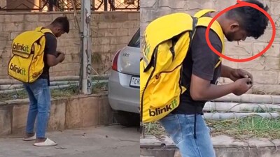 In the video, the delivery boy appears to stand completely motionless for hours, seemingly disconnected from his surroundings. Photo credit: X/@rishuraj_chd