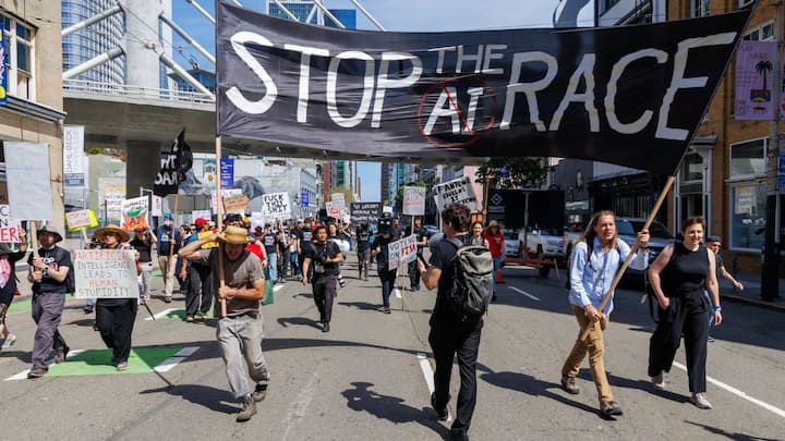 ‘Stop the AI Race’: Protesters march to OpenAI, Anthropic offices, demand pause on AI development ‘Stop the AI Race’: Protesters march to OpenAI, Anthropic offices, demand pause on AI development