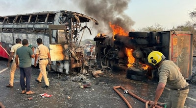 13 people have lost their lives in a road accident that took place near Rayavaram in Prakasam district.  Image Credit: DG Fire 