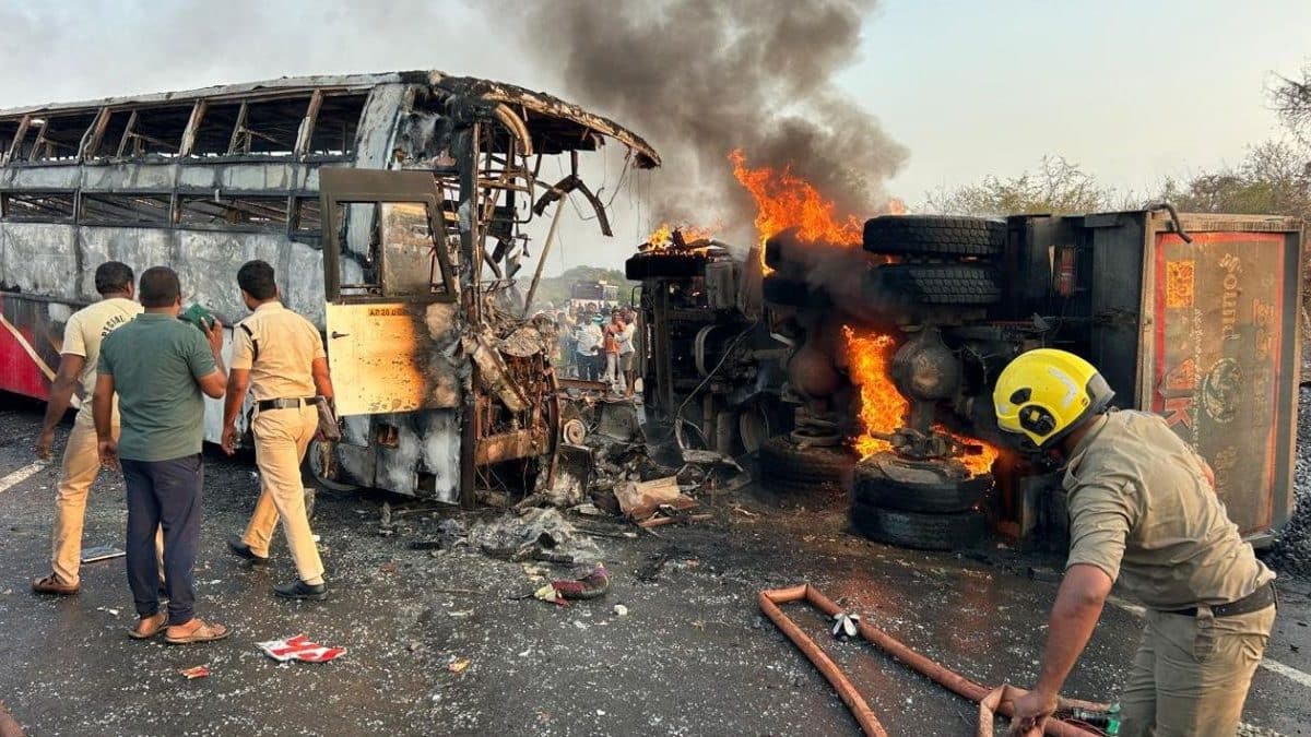 13 killed as bus-lorry collision sparks fire in Andhra Pradesh, leaders announce aid and probe