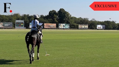 Indian polo player Vijayashree Shaktawat can be seen warming up ahead of a ‘Eton College vs Mayo College’ exhibition match at the Rajasthan Polo Club in Jaipur on February 14, 2026. Anmol Singla/Firstpost