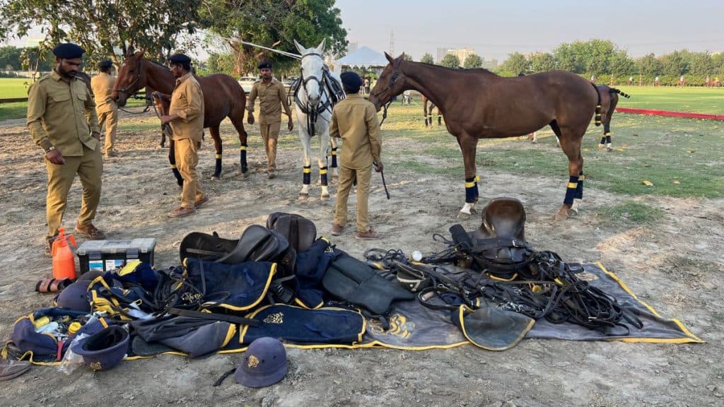 Equipment for the horses and players can be seen during a match of the Carlos Gracida Memorial Cup at the Jindal Polo Estate in Noida on March 11, 2026. Anmol Singla/Firstpost