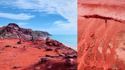 The small island attracts travellers for its unusual landscapes and mineral rich terrain. Credits/Irandiscovery/AP