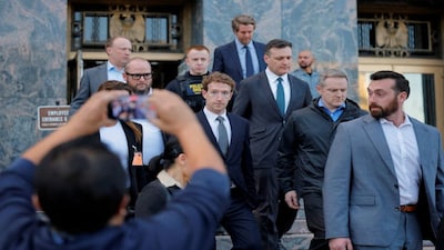 Meta Platforms CEO Mark Zuckerberg departs the court after taking the stand at the trial in Los Angeles, California. File image/Reuters