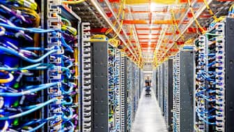 A technician works at an Amazon Web Services AI data center in New Carlisle, Indiana, US, October 2, 2025. File Image/Reuters