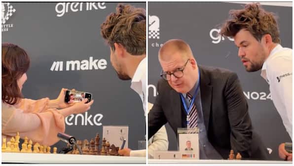Magnus Carlsen has opponent's phone snatched by arbiter after obliging selfie request at Grenke Chess Festival