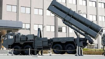 The Type-12 land-to-ship missile launcher is shown at the Camp Kengun in the Kumamoto prefecture, western Japan, on March 17, 2026.  AP