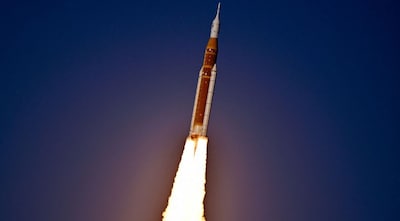 NASA's Artemis II mission to fly by the moon, comprising of the Space Launch System (SLS) rocket with the Orion crew capsule, ascends after liftoff from the Kennedy Space Center in Cape Canaveral, Florida, US. Reuters 