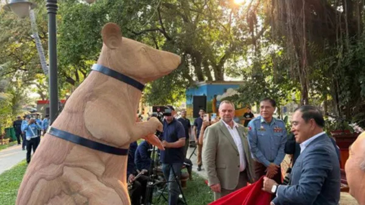 Magawa Cambodia unveils statue honouring Magawa, the hero landmine-sniffing ...