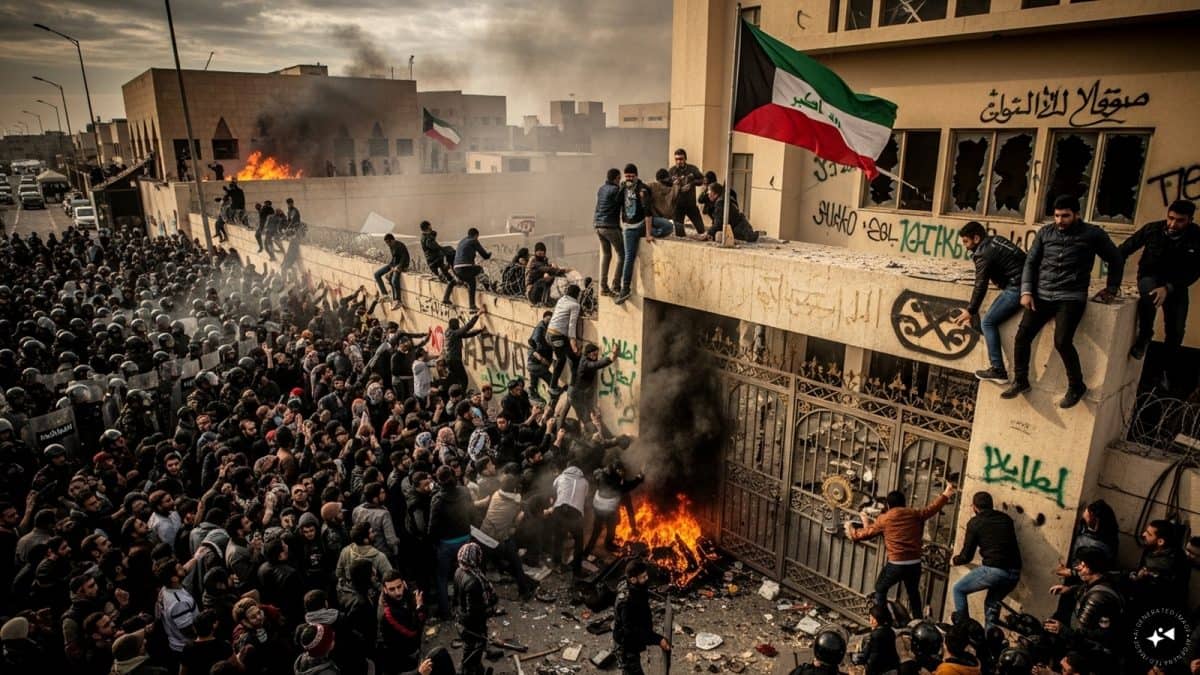 Protesters storm Kuwaiti consulate in Iraq’s Basra after rocket attack kills three