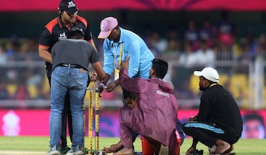 The RR vs MI game is being held after hours long rain delay and playing conditions have been revised. Image: Reuters