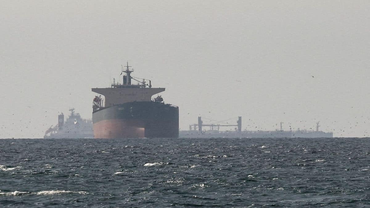 Cargo ships in the Gulf, near the Strait of Hormuz, as seen from northern Ras al-Khaimah, near the border with Oman’s Musandam governance, amid the US-Israeli conflict with Iran. File image/Reuters