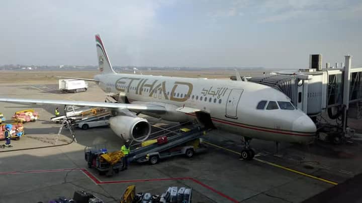 Abu Dhabi-bound Etihad flight grounded In Chennai after wing fire scare Abu Dhabi-bound Etihad flight grounded In Chennai after wing fire scare