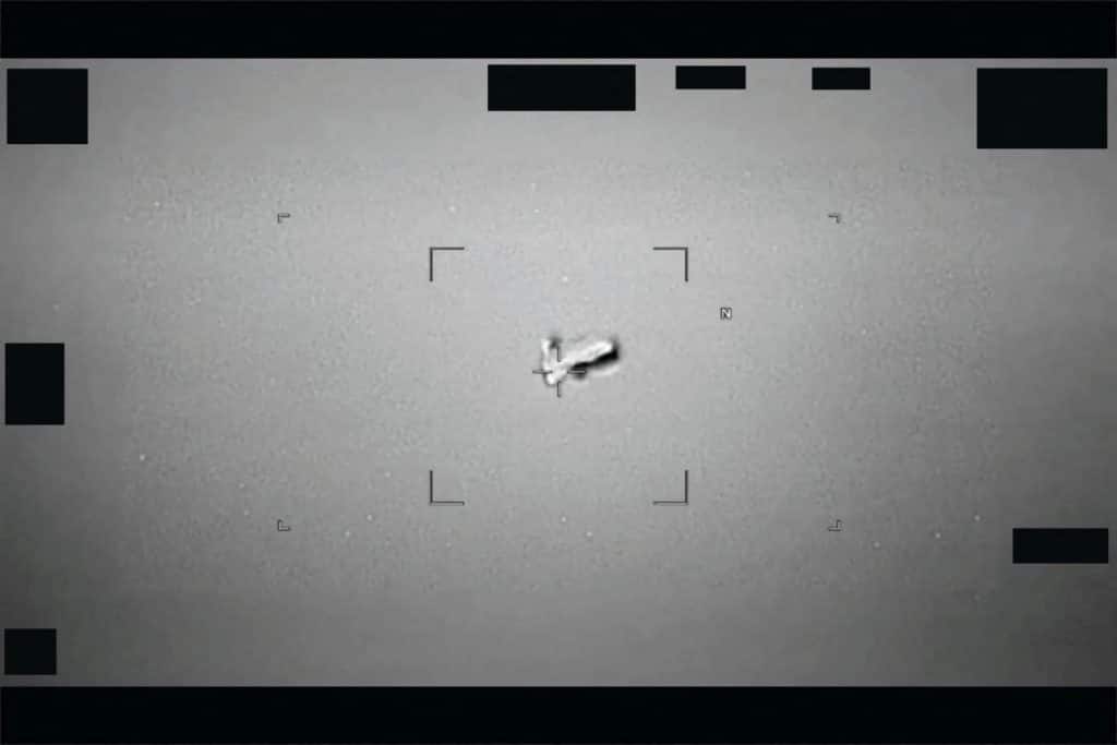 A football-shaped body reported by the US Indo-Pacific Command in 2024 is seen as part of a series of documents of unidentified aerial phenomenon (UAP) released by the US Defense Department on May 8, 2026. Image/US Department of Defense