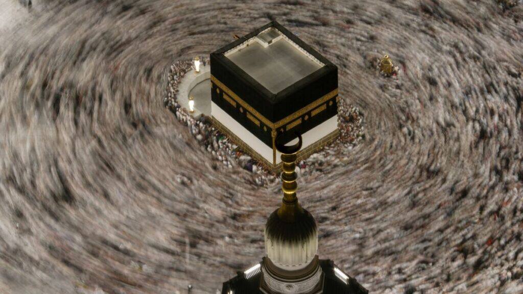 This photograph made with a slow shutter speed shows Muslim pilgrims circumambulating the Kaaba, Islam's holiest site at the Grand Mosque during the annual Hajj pilgrimage in Mecca, Saudi Arabia, May 24, 2026. File Image/AP