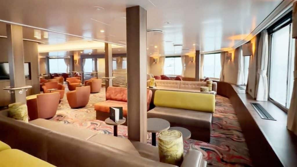 A view of the inside of the Dutch-flagged MV Hondius, a cruise ship carrying nearly 150 people as seen off Cape Verde on May 4, 2026 after three passengers died and several others fell seriously ill in a hantavirus outbreak. File Image/AP