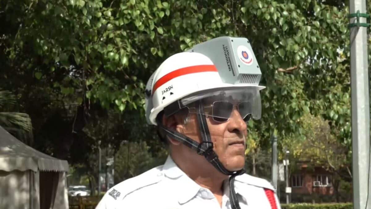 As Delhi heatwave breaks records, traffic cops use ‘AC helmets’ and hand fans to stay cool