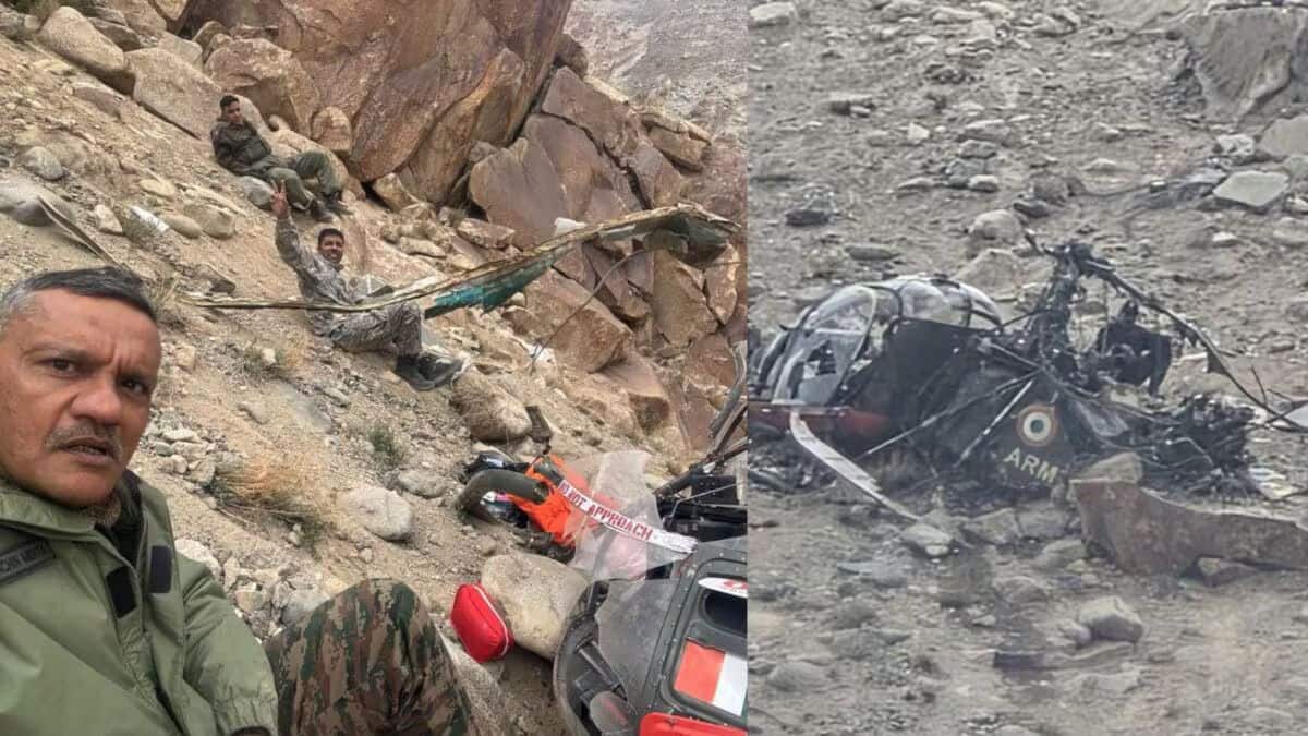 Indian Army Cheetah Helicopter Crashes in Ladakh