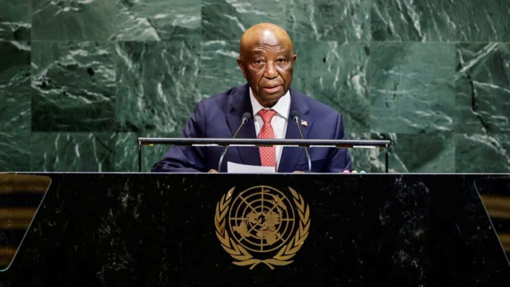 Liberia's President Joseph Nyuma Boakai addresses the 80th United Nations General Assembly at UN headquarters in New York, US, September 23, 2025. File Image/Reuters