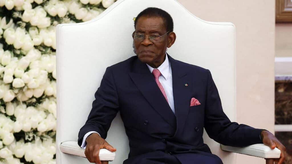 President of Equatorial Guinea, Teodoro Obiang Nguema Mbasogo, during a meeting of Pope Leo XIV with the authorities, civil society and the diplomatic corps at the Presidential Palace in Malabo, Equatorial Guinea, April 21, 2026. File Image/Reuters
