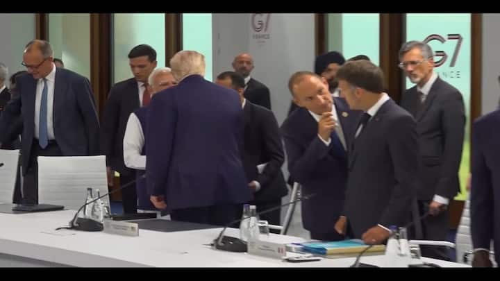 PM Modi, Trump exchange greetings on sidelines of G7 Summit in France PM Modi, Trump exchange greetings on sidelines of G7 Summit in France