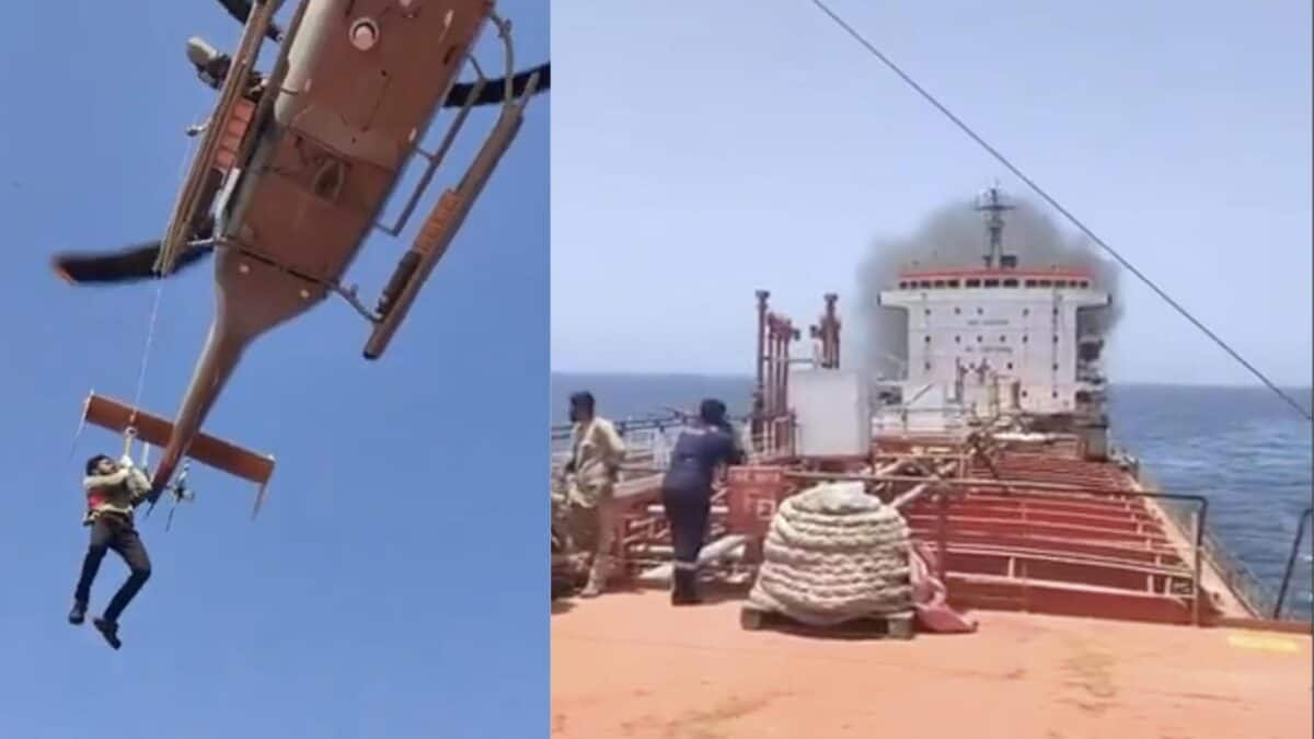24 Indian sailors rescued from Palau-flagged tanker that caught fire after US strike off Oman â Firstpost