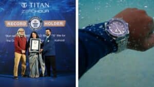The Guinness World Record with Titan's Zero Hour Professional Diver’s Automatic 500M was conducted at a depth of 52.6 metres in open-ocean conditions off Thailand