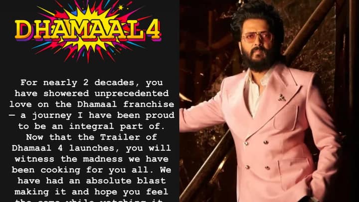 'Dhamaal 4': Riteish Deshmukh gives the trailer launch a miss, pens a note amid the release on July 10