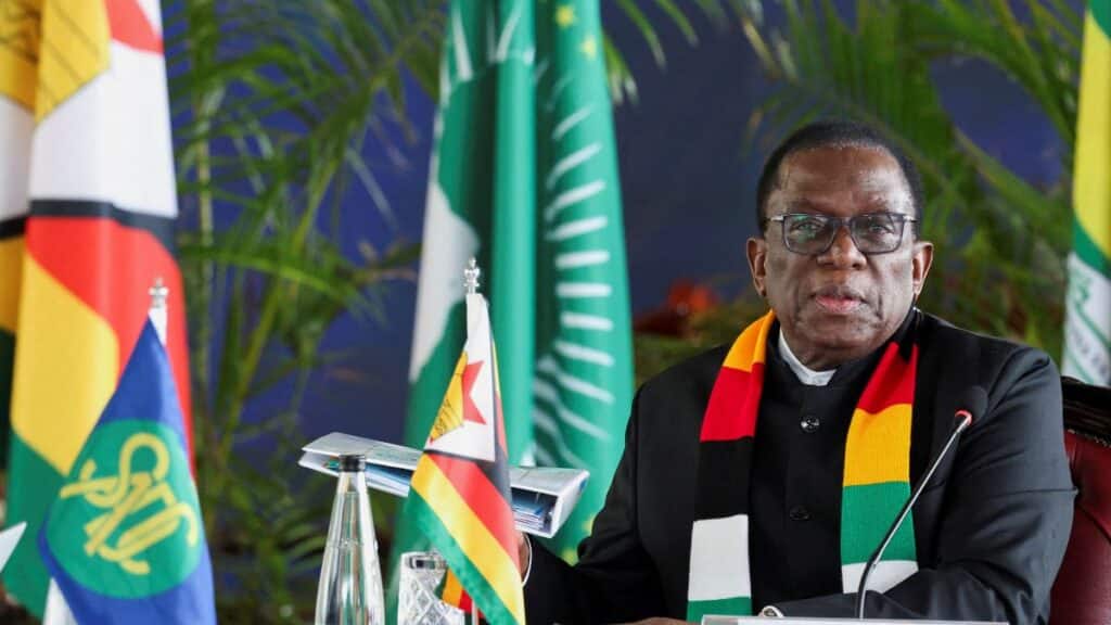 Zimbabwe's President Emmerson Mnangagwa, attends the Heads of State from Southern and Eastern Africa meeting in Nairobi to discuss efforts to make peace in eastern Democratic Republic of Congo, at the State House in Nairobi, Kenya, August 1, 2025. File Image/Reuters
